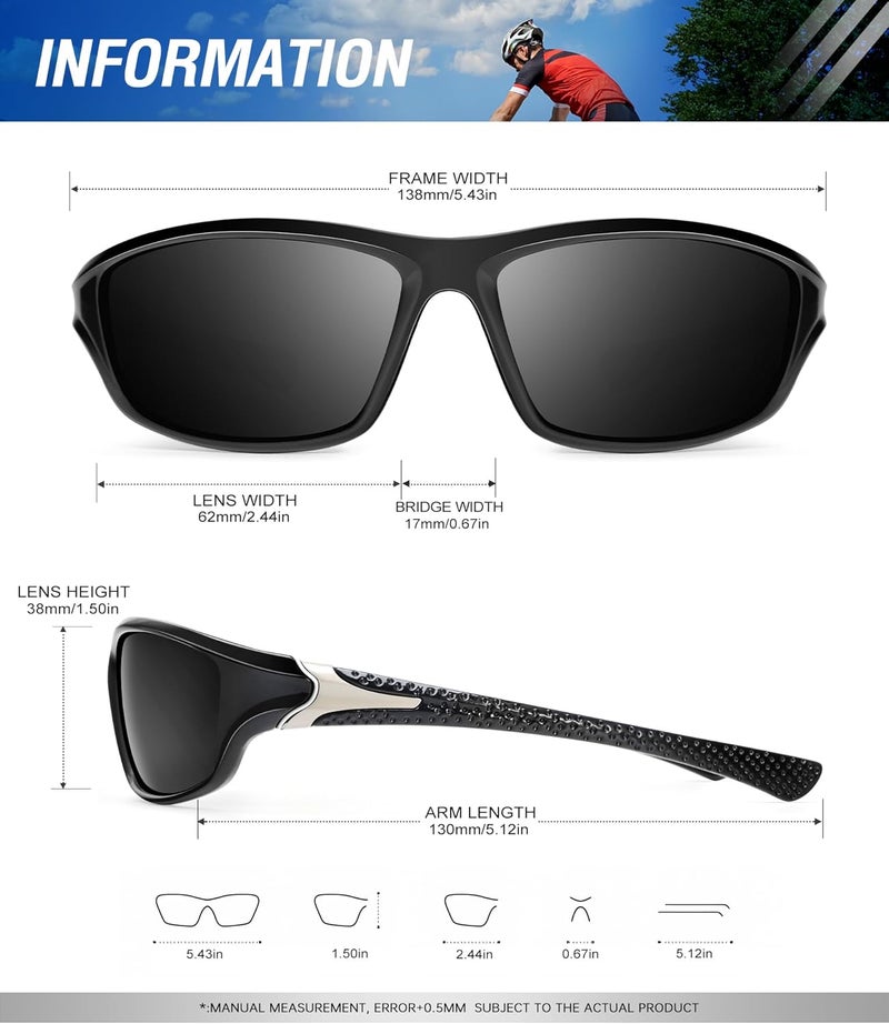 OUKEMAX Polarized Sunglasses Men, Sports Sun Glasses Womens UV400 Protection for Fishing Running Driving - Image 3